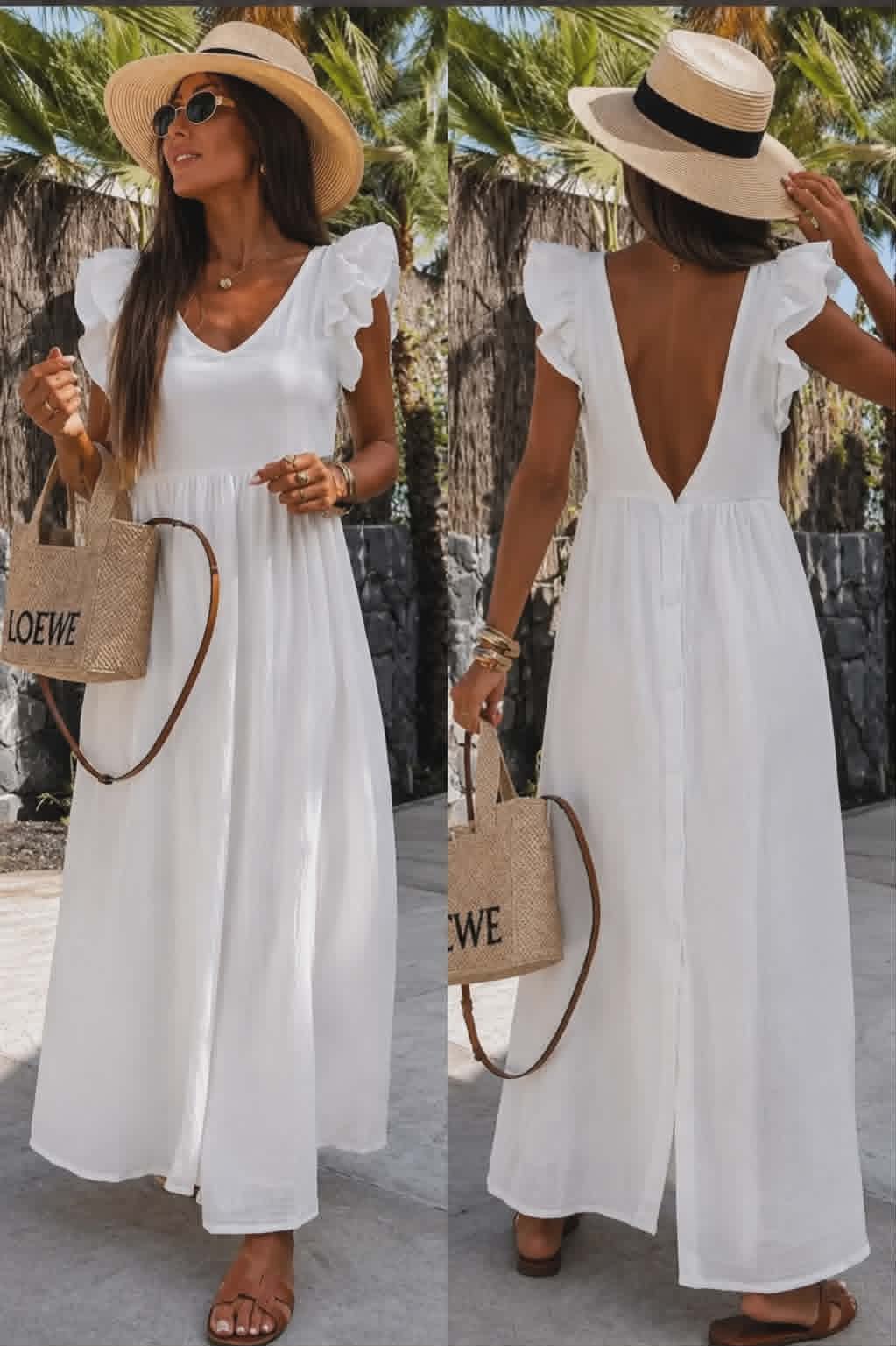 Robe Longue Blanche – Élégante & Fluide