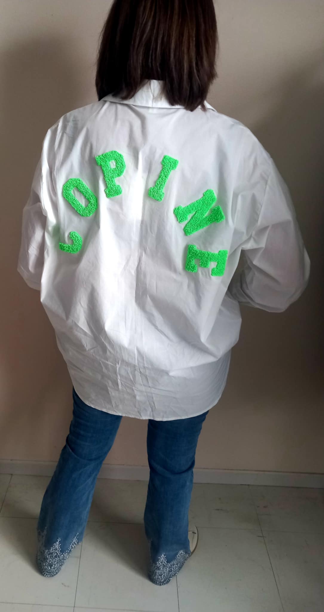 Chemise Manches Longues en Coton - Inscription Verte