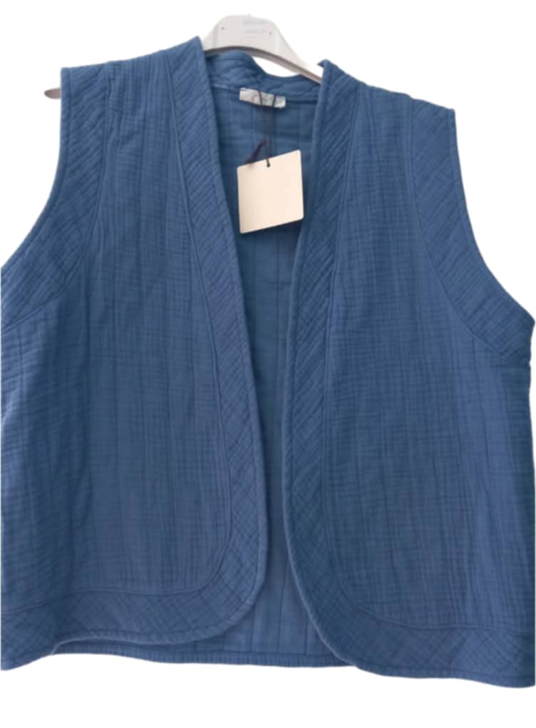 Gilet Femme Sans Manches Bleu Coton T36-42