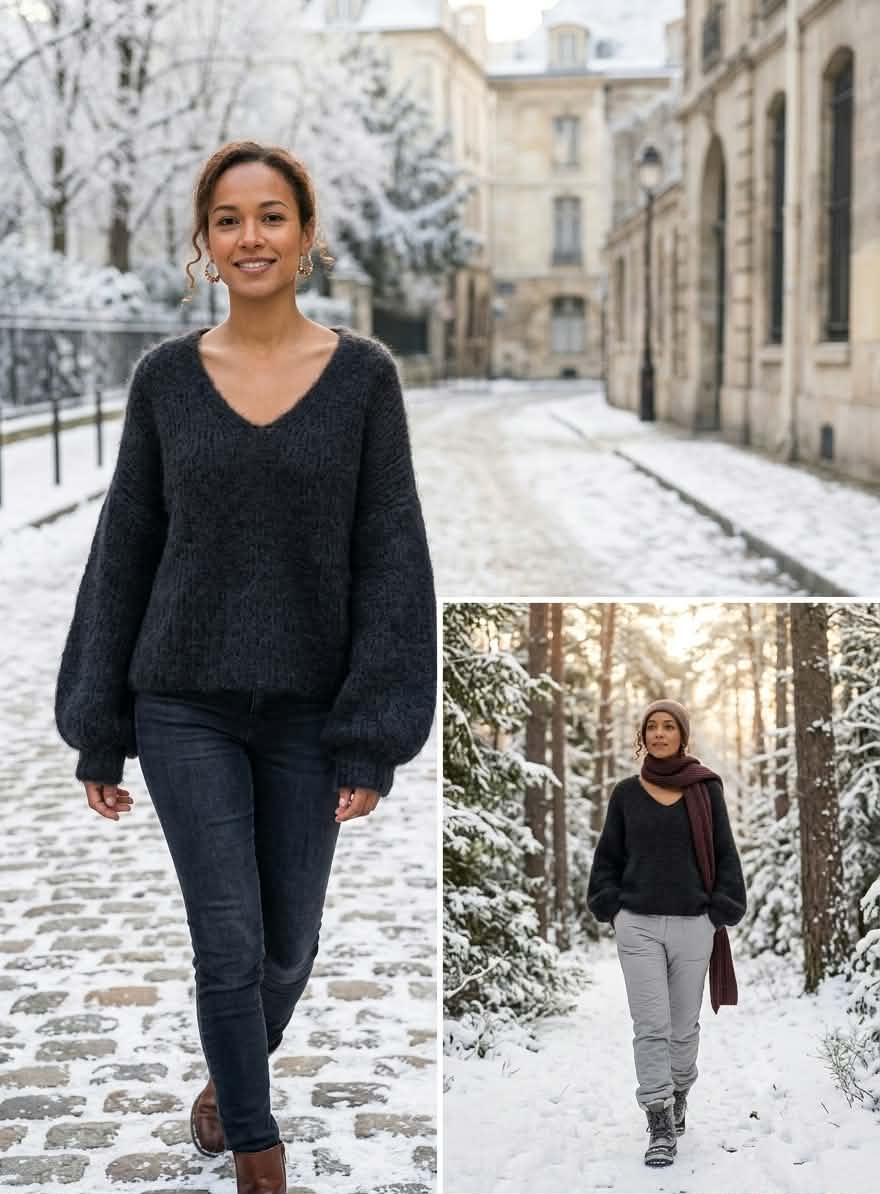 Pull Oversize Bleu Marine – Grande Taille 42/52