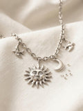 Collier Breloques Soleil Femme – Acier Inoxydable