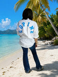 Chemise Manches Longues en Coton - Inscription Bleu