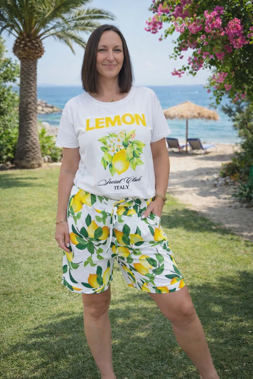 Ensemble T-shirt et Short Femme Imprimé Citrons TU 34-42