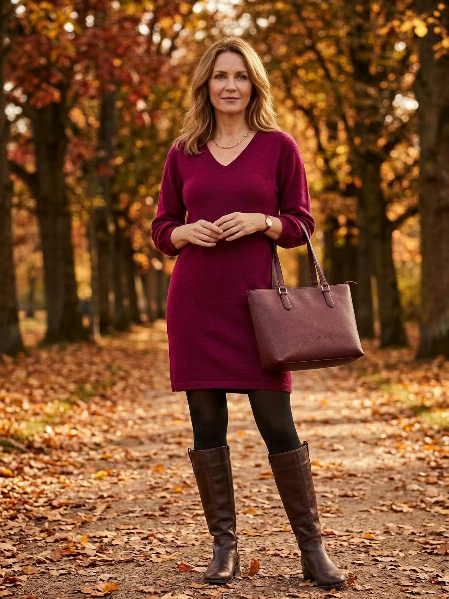 Robe Pull Bordeaux – Taille Unique | Confort & Style