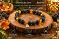 Bracelet Pierre de Lave & Ambre Baltique 8mm – Fabrication Française