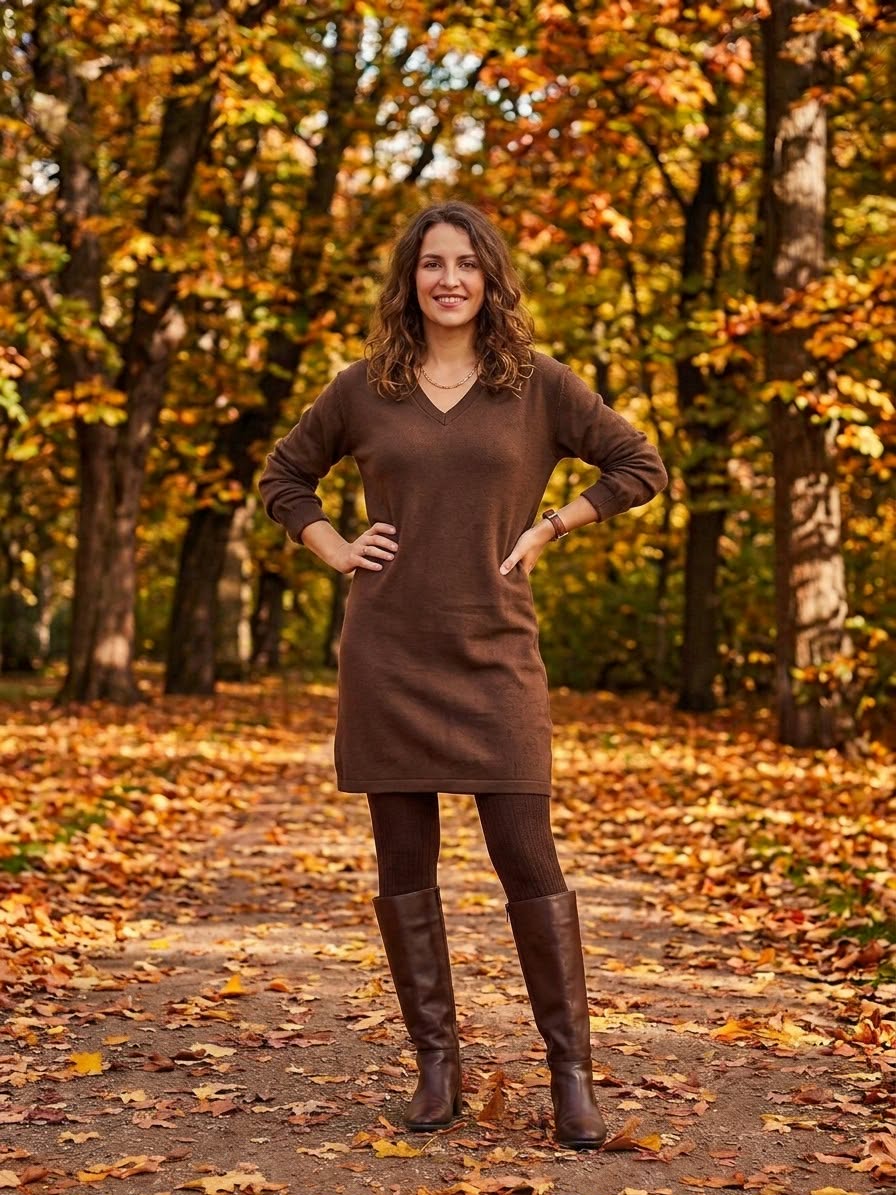 Robe Pull Chocolat – Taille Unique 36/42 | Douceur & Style Hivernal