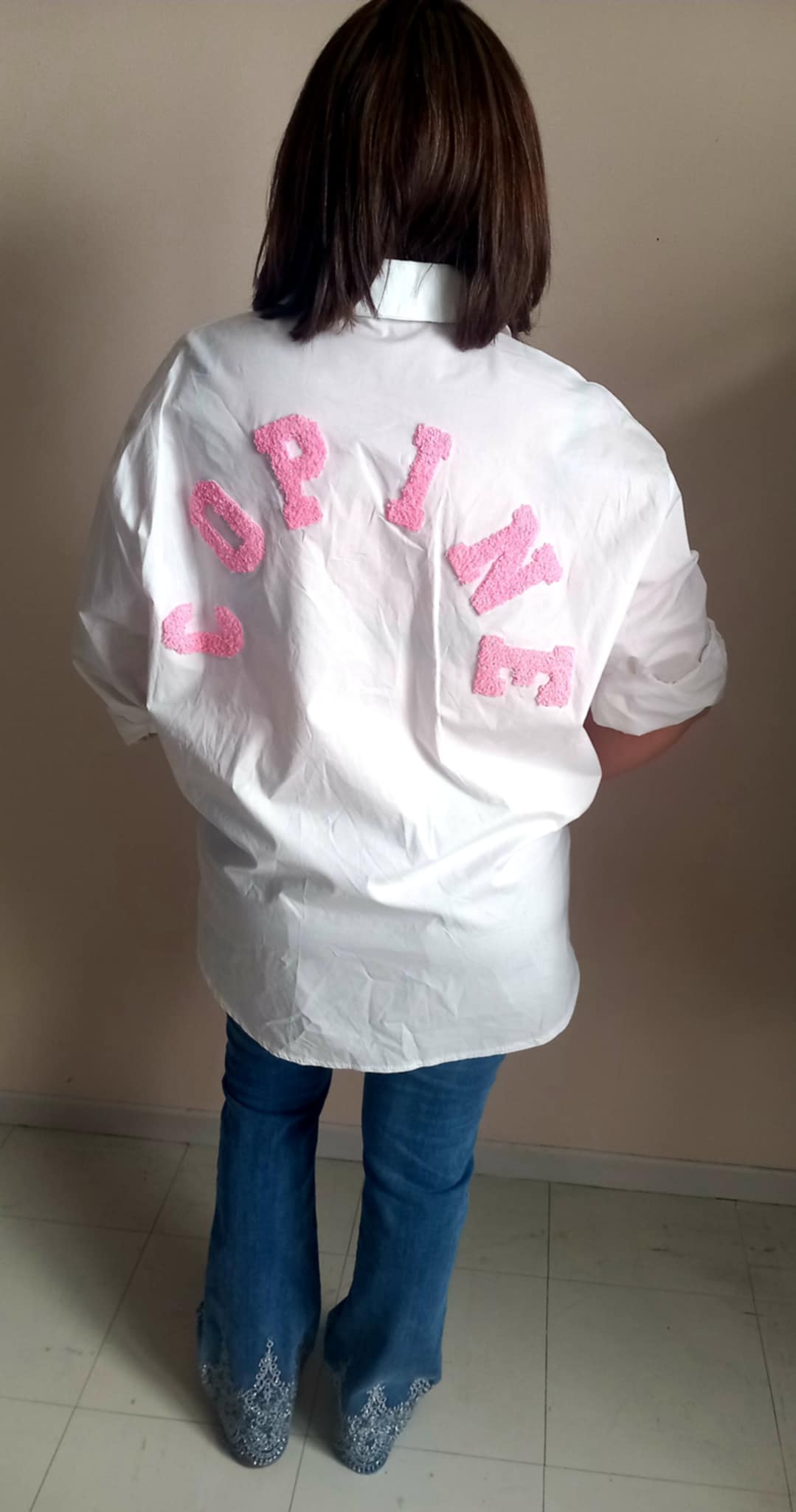 Chemise Manches Longues en Coton - Inscription Rose