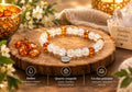 Bracelet Lithothérapie Ambre Baltique & Quartz Craquelé | 8mm