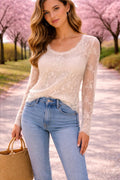 T-shirt manches longues en dentelle
