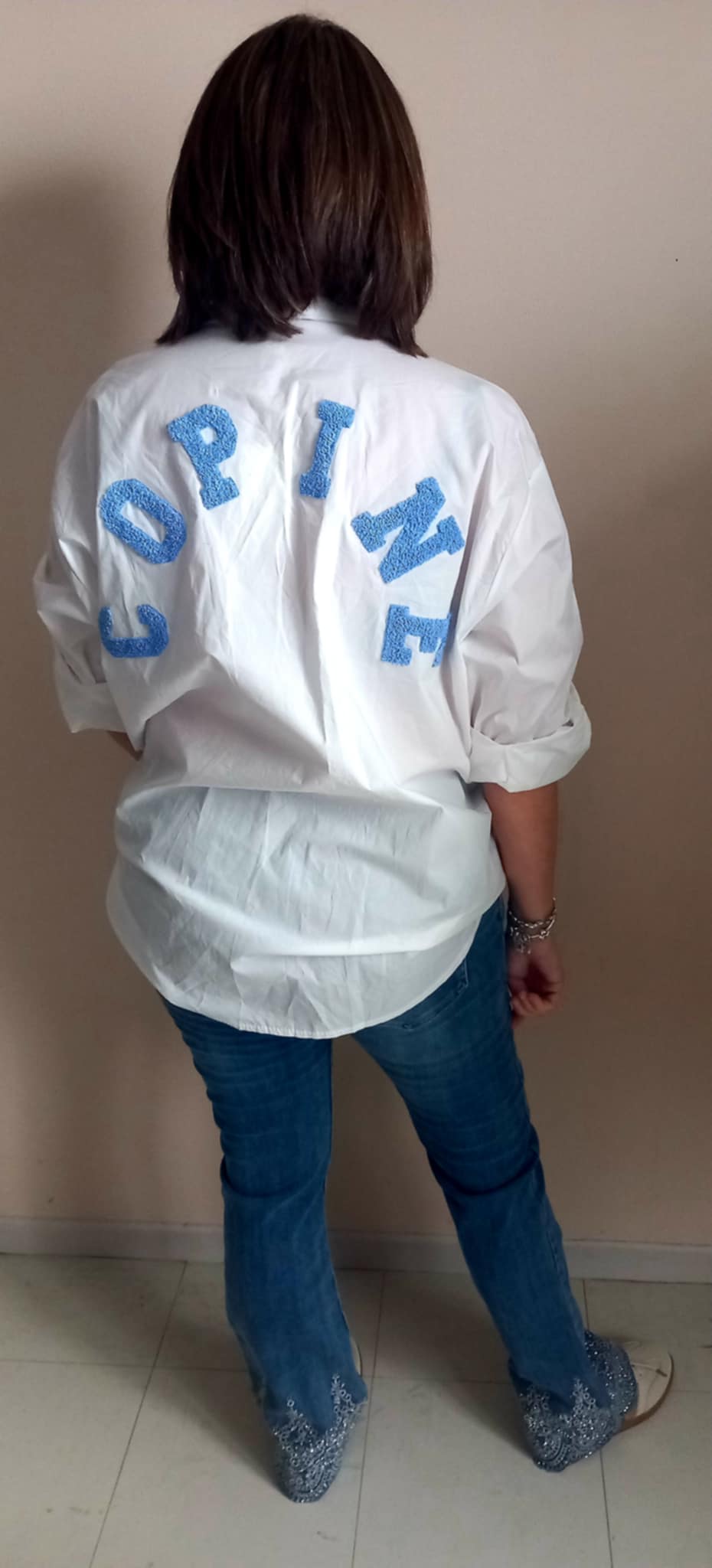 Chemise Manches Longues en Coton - Inscription Bleu