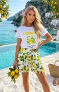 Ensemble T-shirt et Short Femme Imprimé Citrons TU 34-42