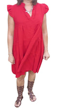 Robe Femme Manches Courtes Rouge Coton TU 34-40