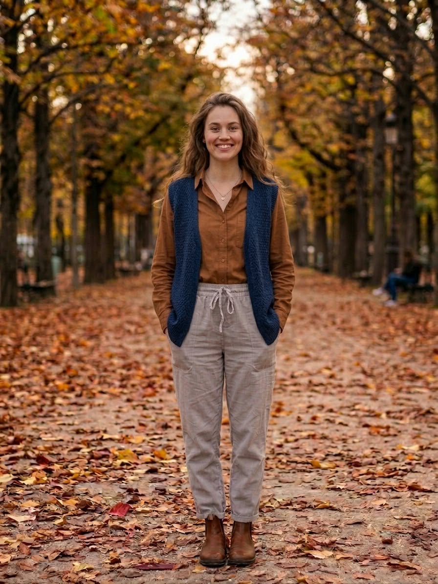 Pantalon en Velours – Taille Élastique & Poches