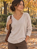 Pull Fin Beige – Encolure en V