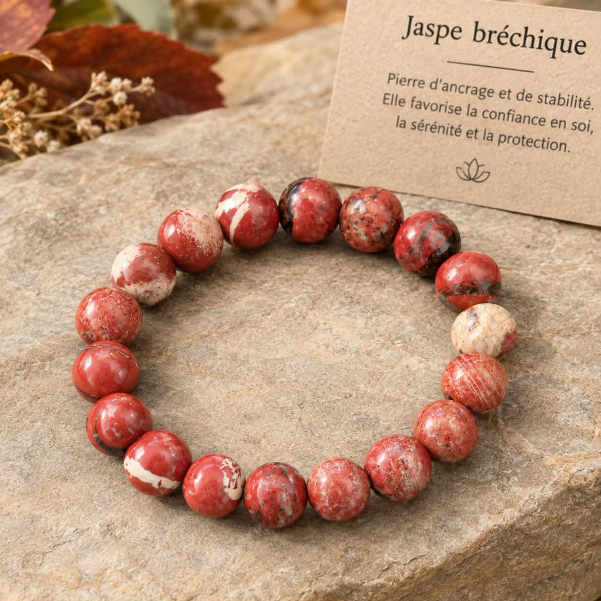 Bracelet Jaspe Bréchique – Pierre Naturelle d'Ancrage