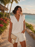 Top Blanc à Pois – Gaze de Coton Légère & Féminine