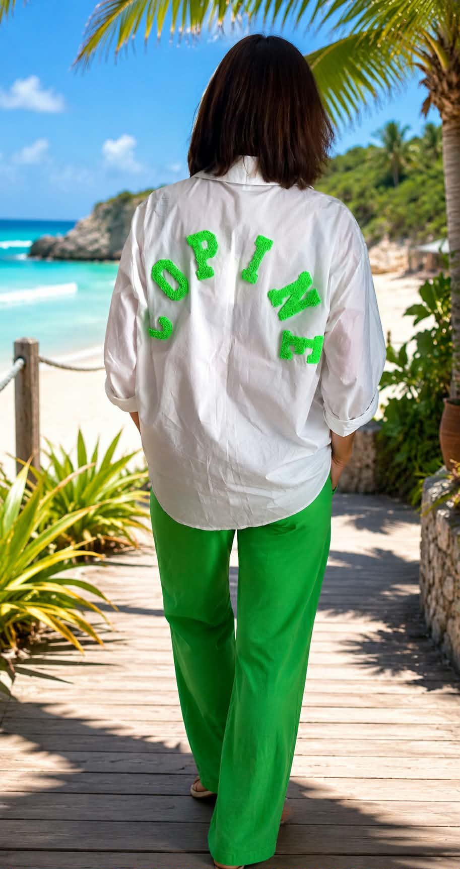 Chemise Manches Longues en Coton - Inscription Verte