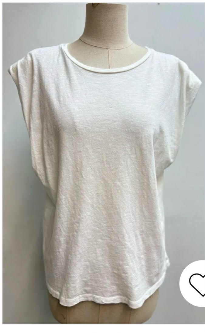 T-Shirt Blanc Épaulettes en Coton – Du 36 au 42