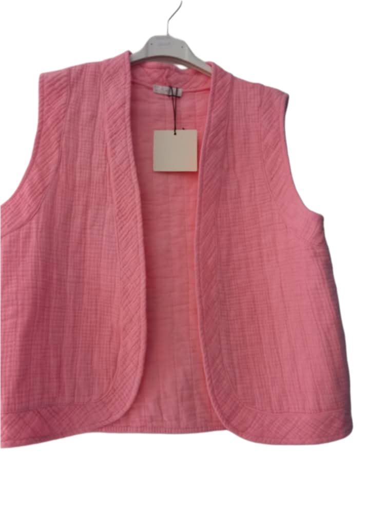 Gilet Femme Sans Manches Rose Coton TU 36-42