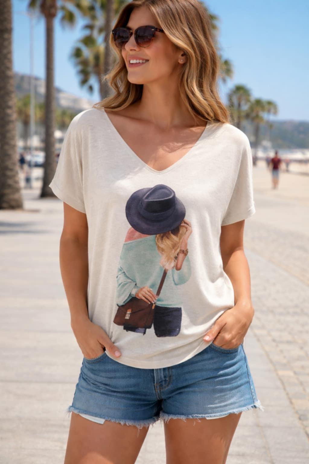 T-Shirt Femme à Reflets Brillants - Taille Unique