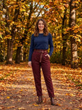 Pantalon Chaud Bordeaux Taille Élastique avec Ceinture – Du 36 au 42